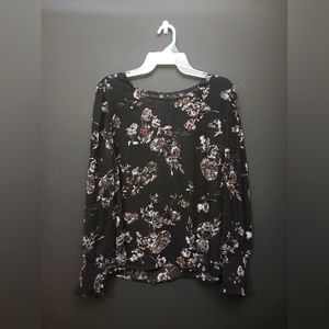 Massini large black floral womens top